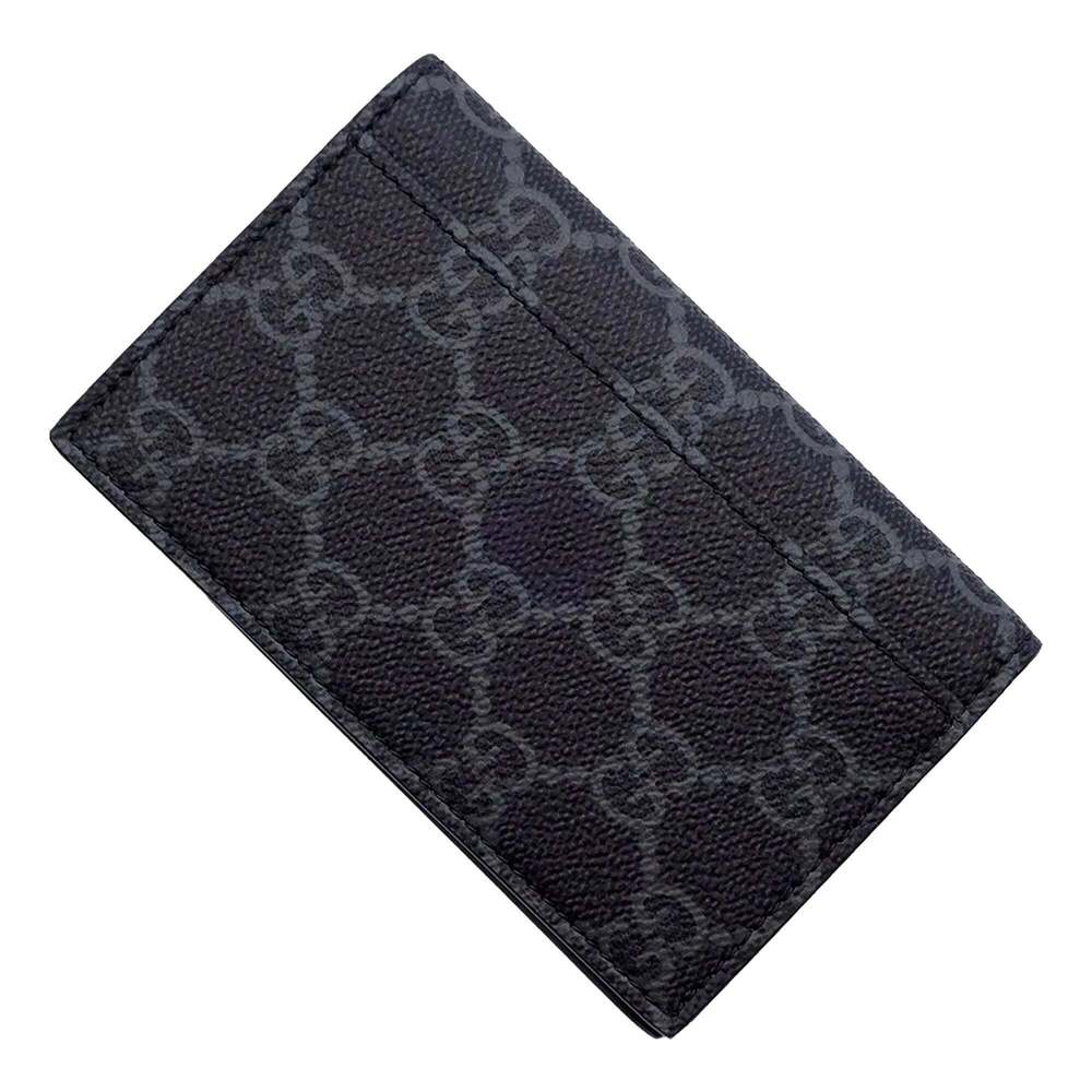 Gucci GG Emblem Black Leather and Canvas Vertical Bifold